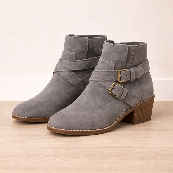 Cole Haan Shoes - Cole Haan | Size 8B (Medium) | Stormcloud Suede Buckle Ankle Booties | NIB